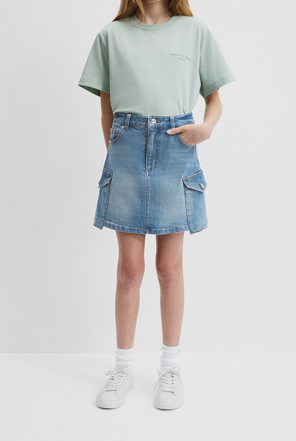 Teen Denim Pocket Mini Skirt