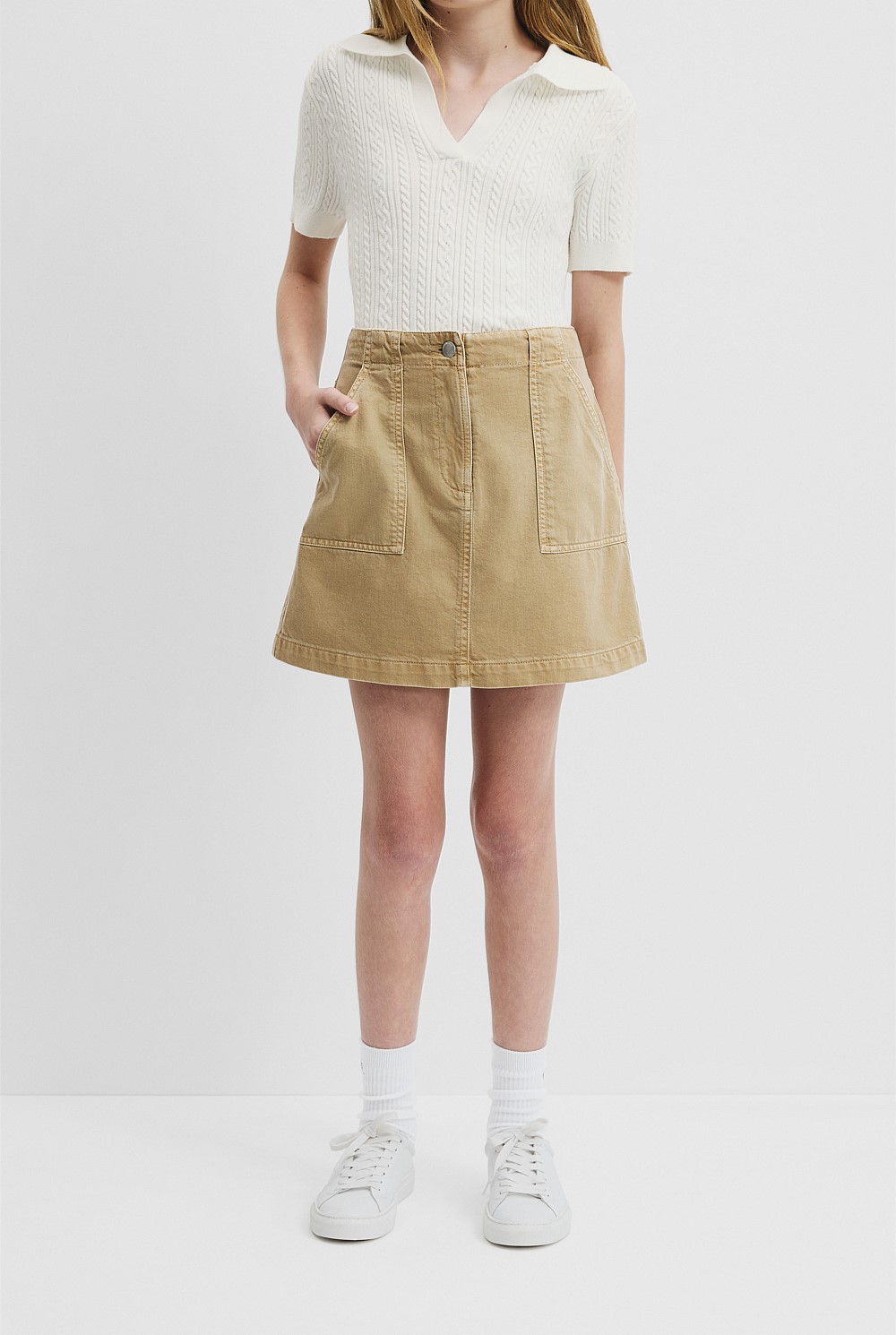 Teen Australian Cotton Blend Denim Cargo Skirt