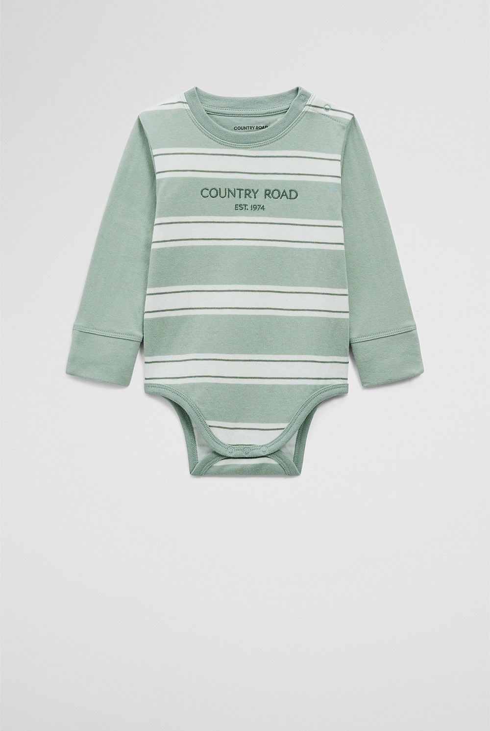 Organically Grown Cotton Spliced Logo Long Sleeve Bodysuit