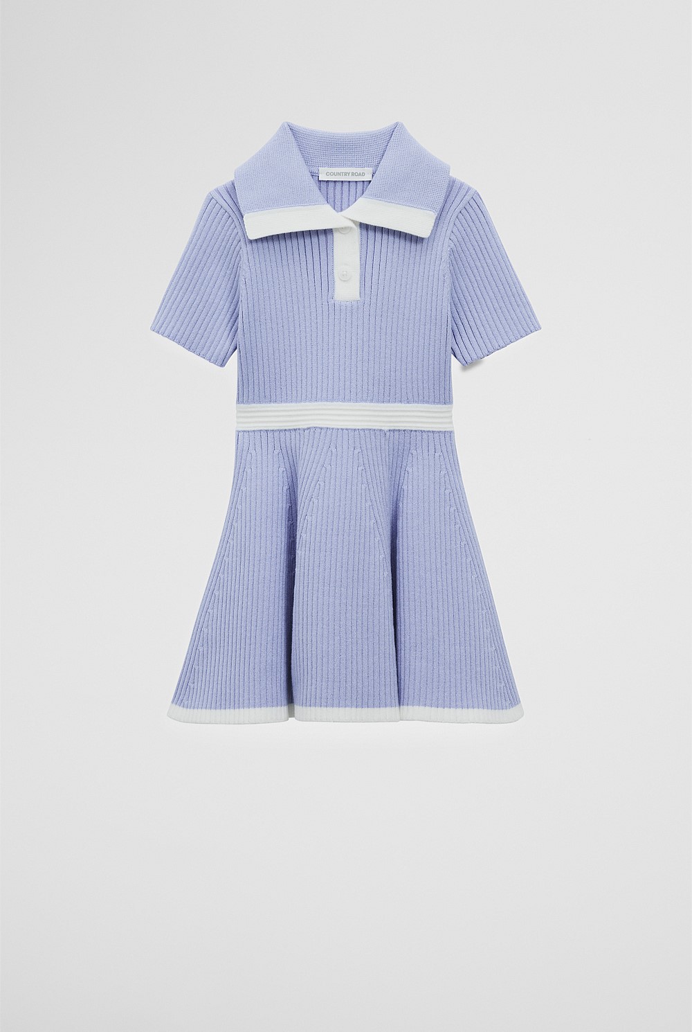 Organically Grown Cotton Blend Collared Short Sleeve Knit Dress