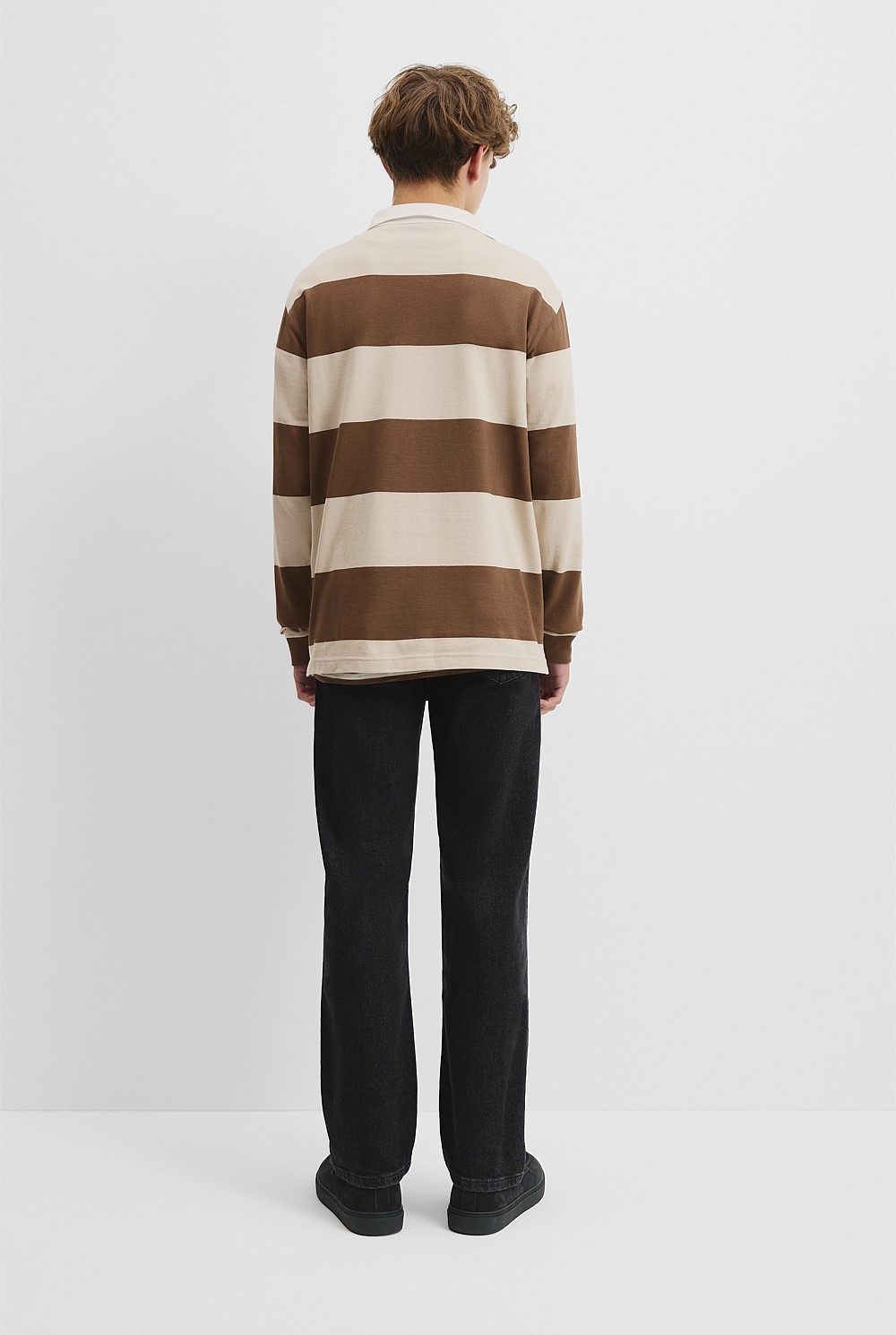 Teen Recycled Cotton Blend Long Sleeve Stripe Rugby T-Shirt