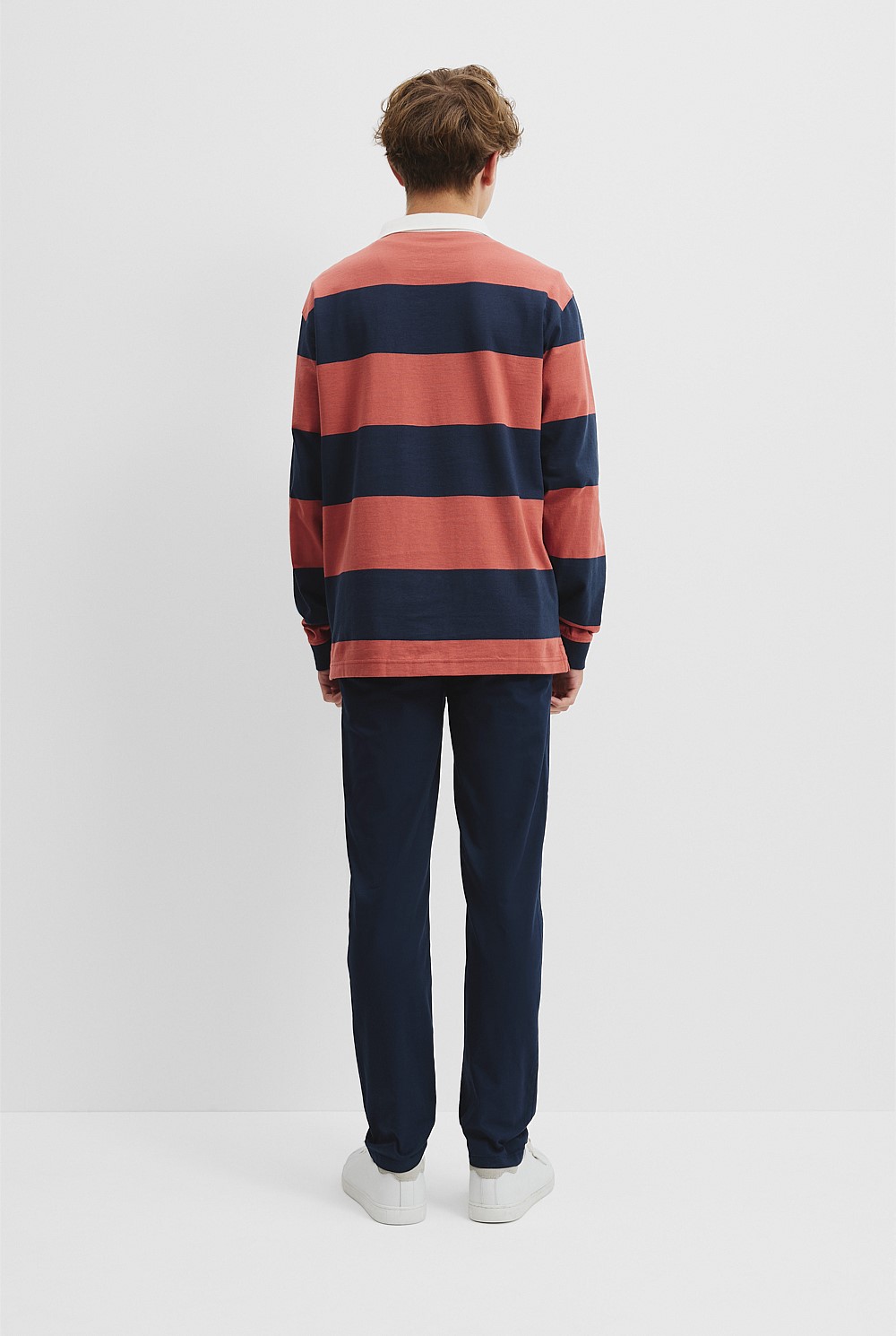 Teen Recycled Cotton Blend Long Sleeve Stripe Rugby T-Shirt