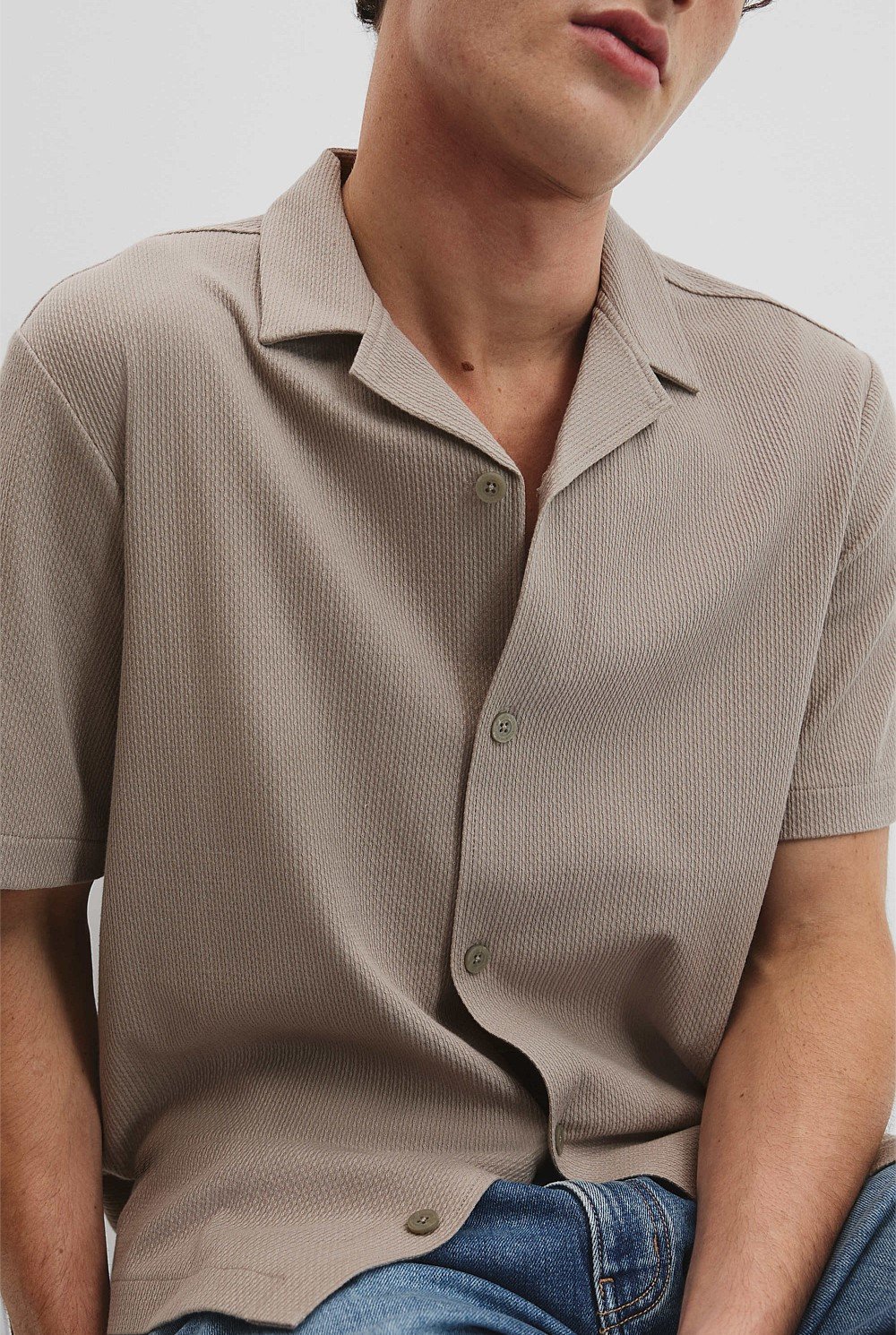 Australian Cotton Textured Short Sleeve Shirt