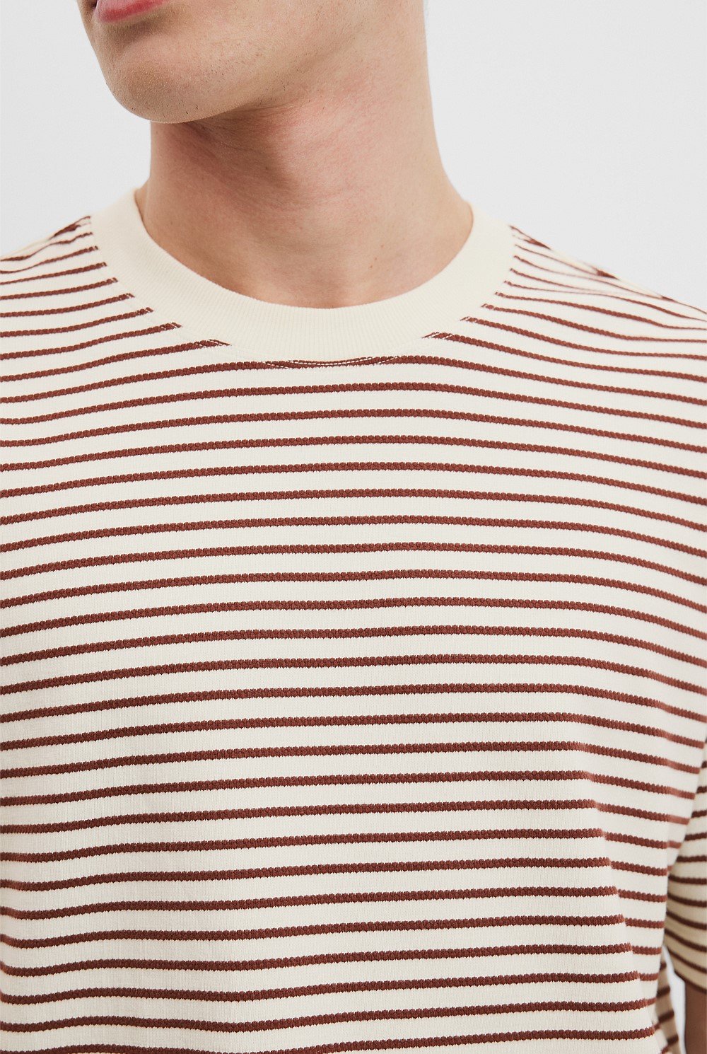 Australian Cotton Textured Stripe Short Sleeve T-Shirt