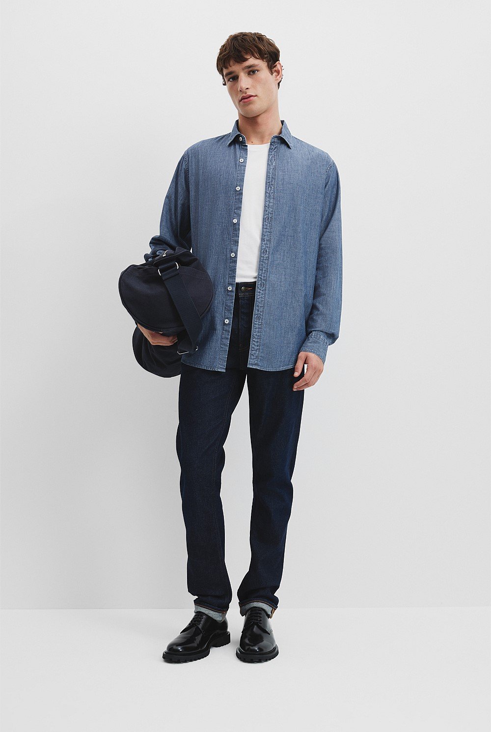 Long Sleeve Regular Fit Chambray Shirt