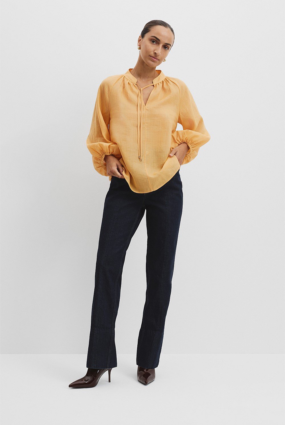 Ramie Long Sleeve Blouse