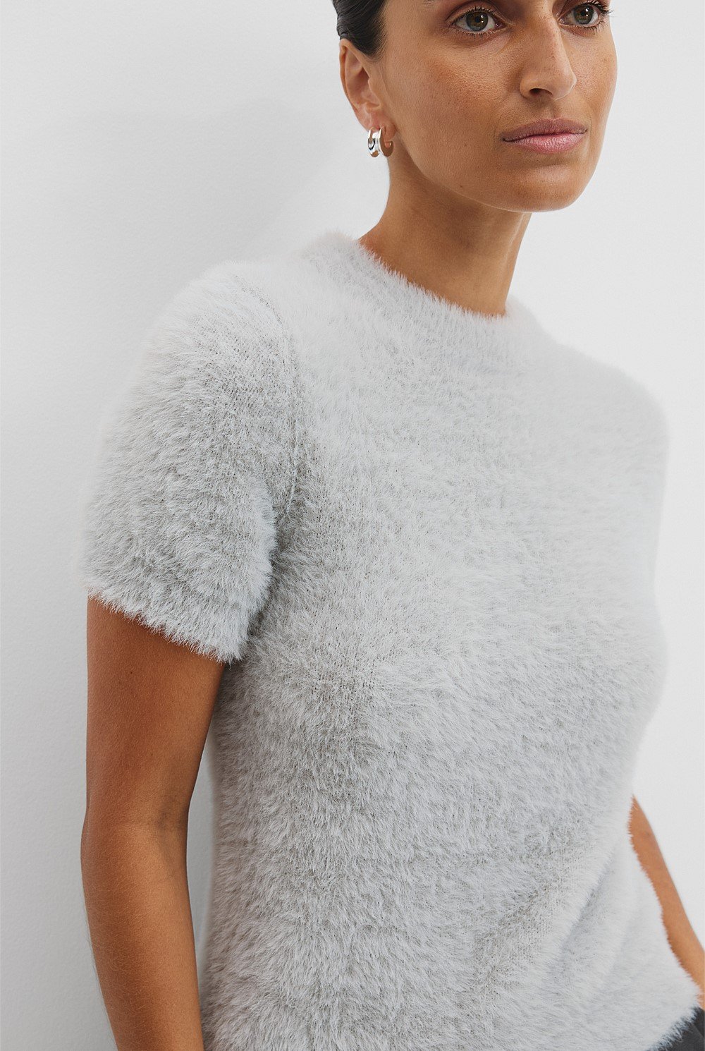 Fluffy Knit Short Sleeve Top