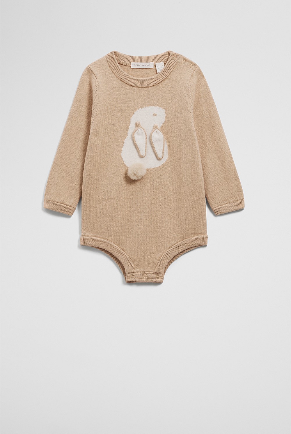 Organically Grown Cotton Blend Knit Bunny Bodysuit