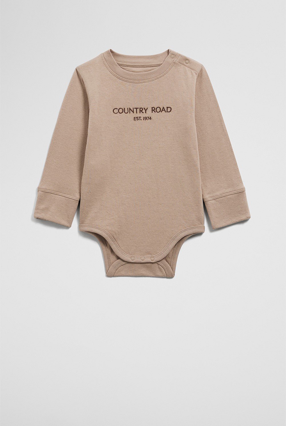 Organically Grown Cotton Contrast Logo Long Sleeve Bodysuit