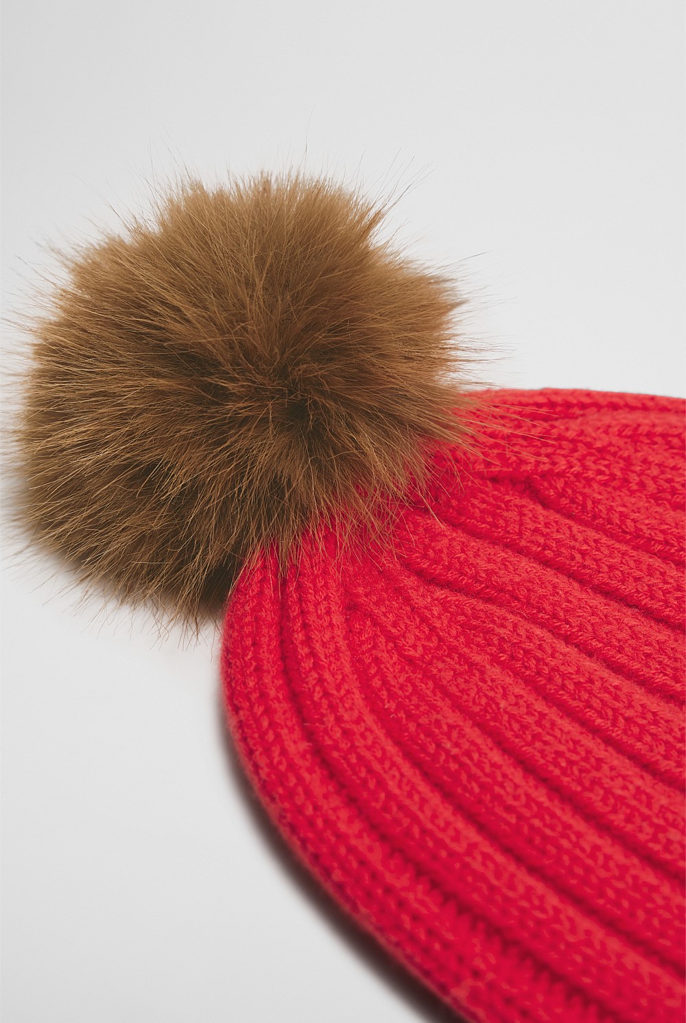 Organically Grown Cotton Blend Pom Pom Rib Beanie