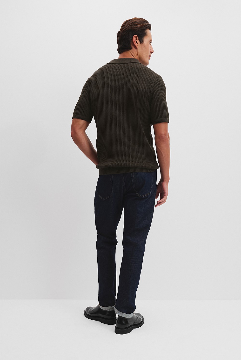 Australian Cotton Rib Short Sleeve Knit Polo Shirt