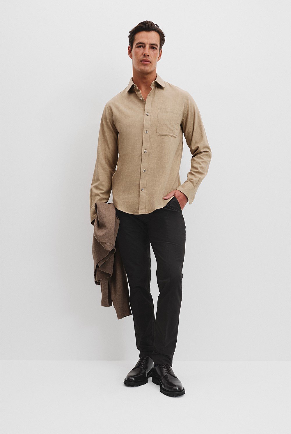 Regular Fit Brushed Good Earth Cotton Twill Shirt