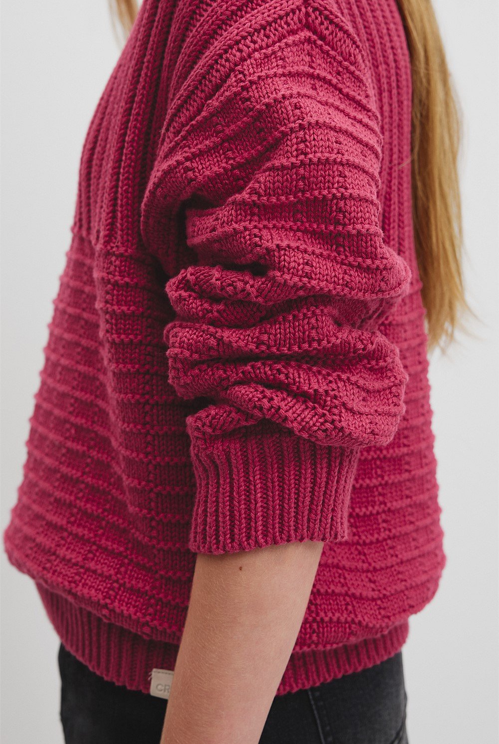 Teen Organically Grown Cotton Textured Crew Neck Knit