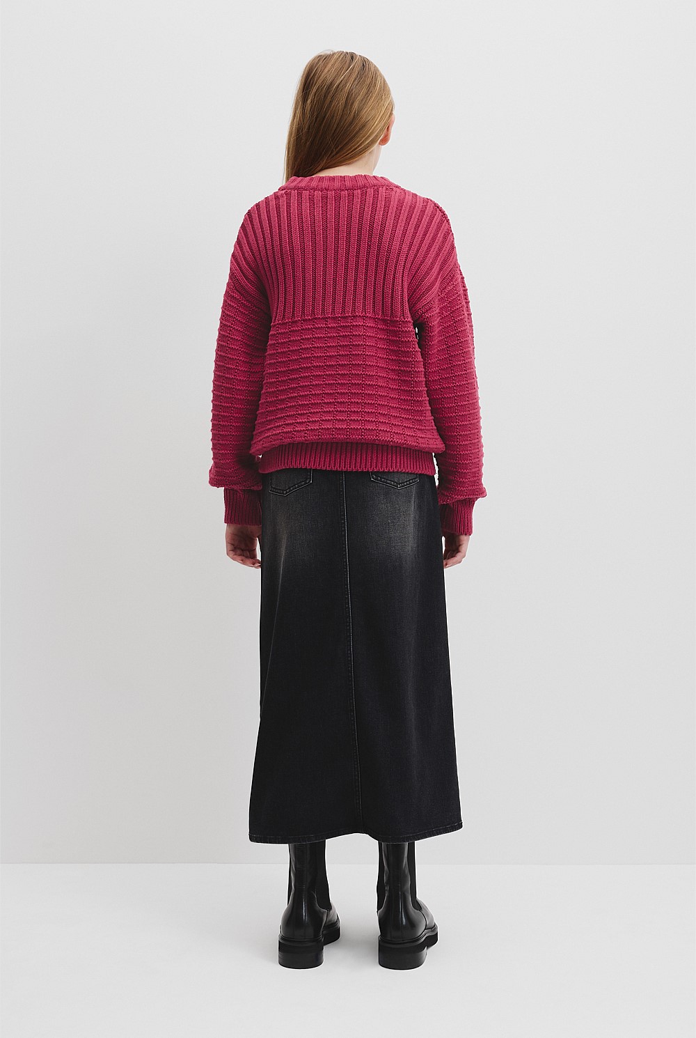 Teen Organically Grown Cotton Textured Crew Neck Knit
