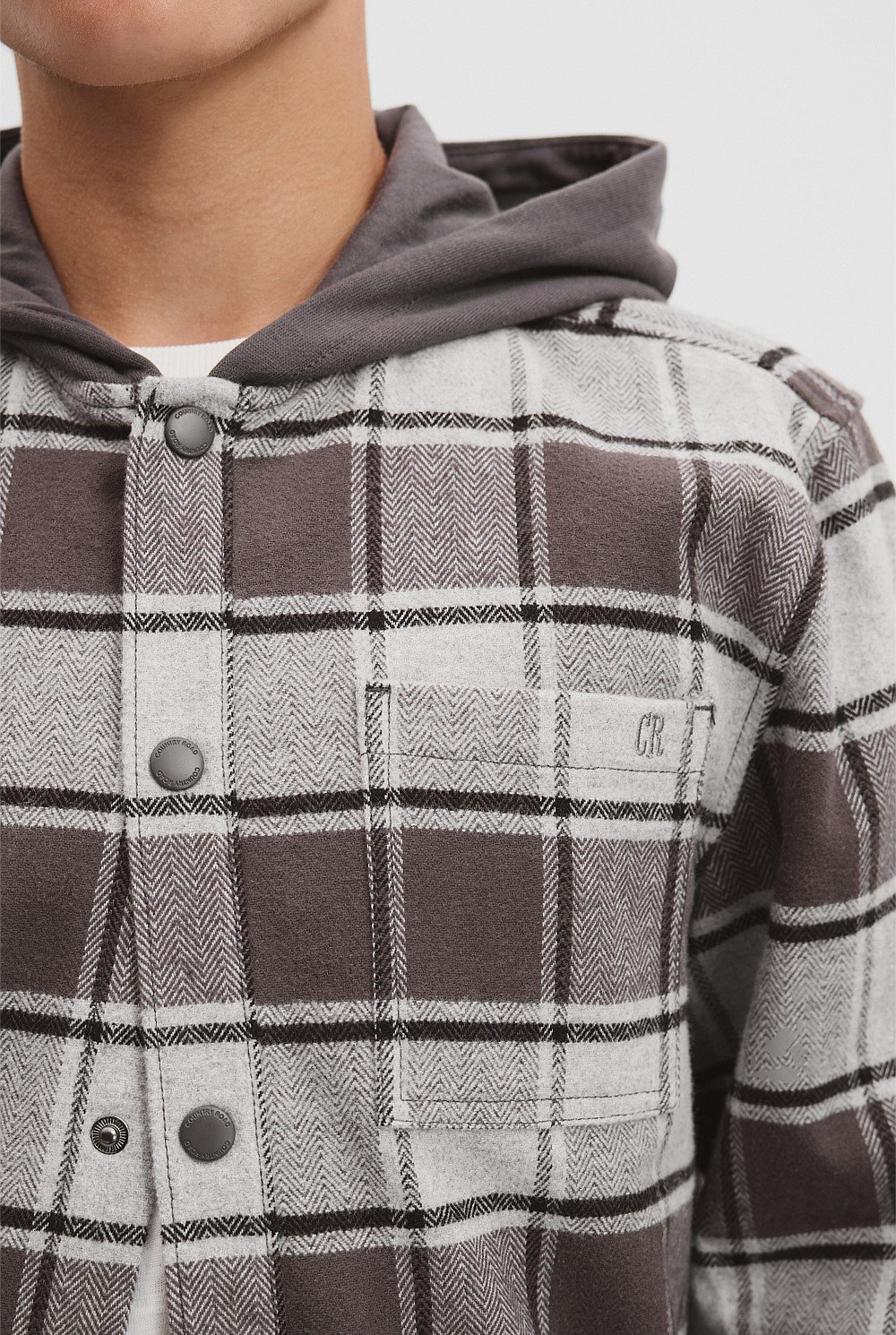 Teen Australian Cotton Hooded Check Shirt
