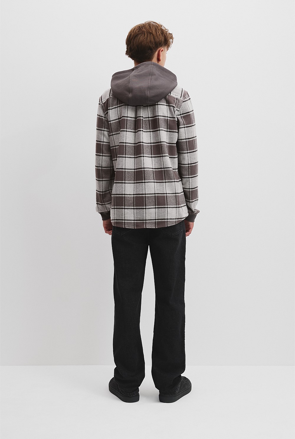 Teen Australian Cotton Hooded Check Shirt