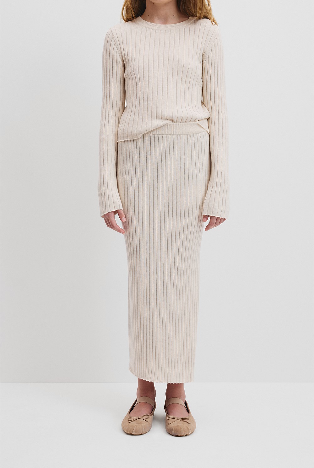 Teen Organically Grown Cotton Rib Knit Midi Skirt