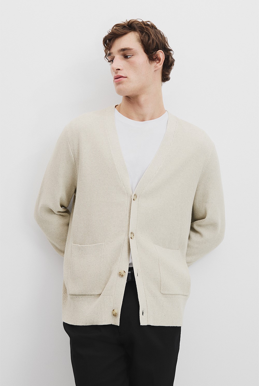 Organically Grown Cotton Wool Rib Cardigan
