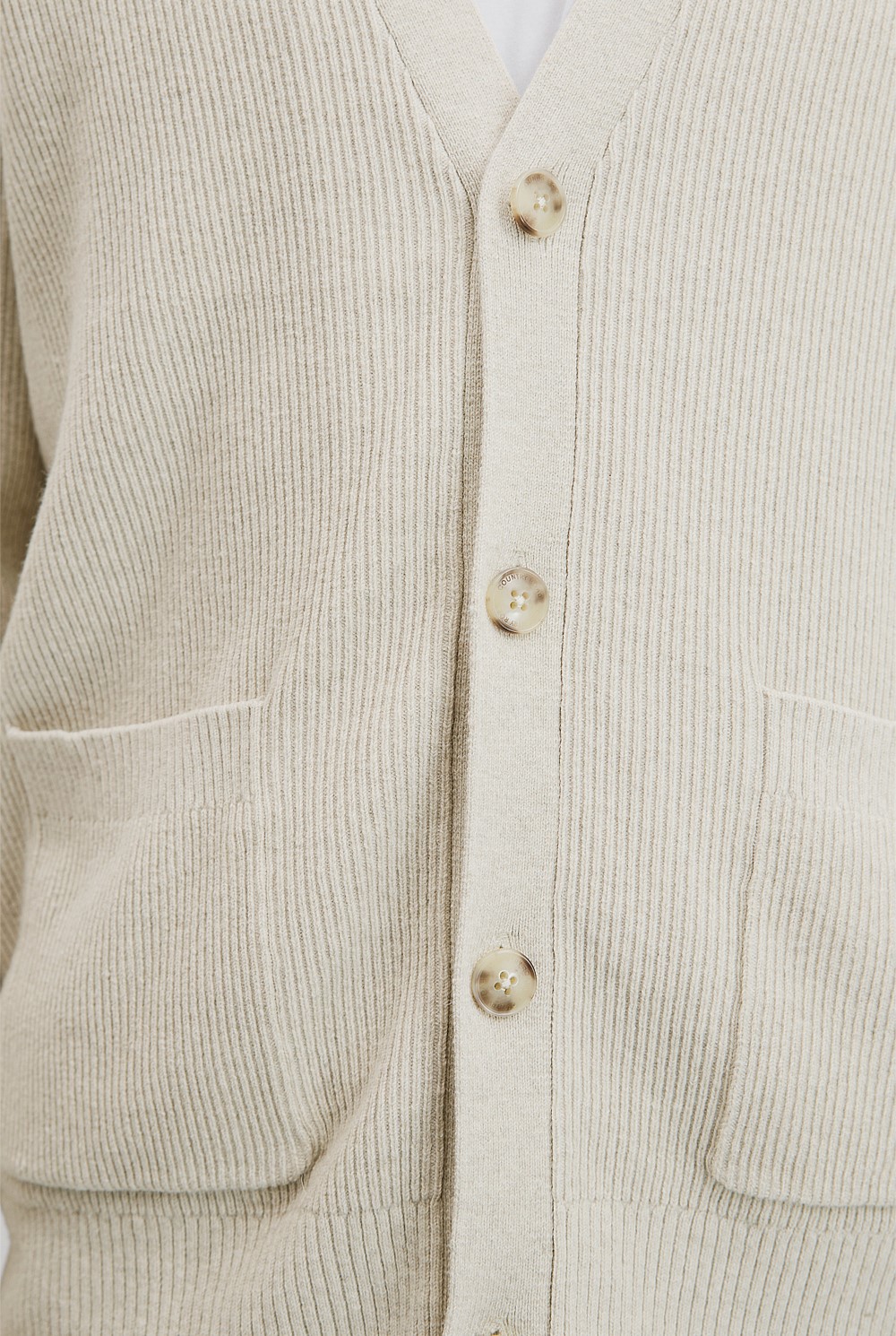 Organically Grown Cotton Wool Rib Cardigan