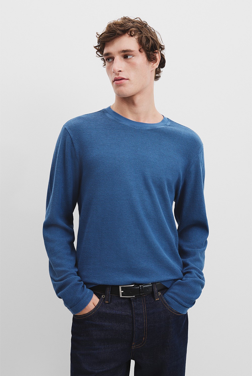Australian Cotton Textured Long Sleeve T-Shirt