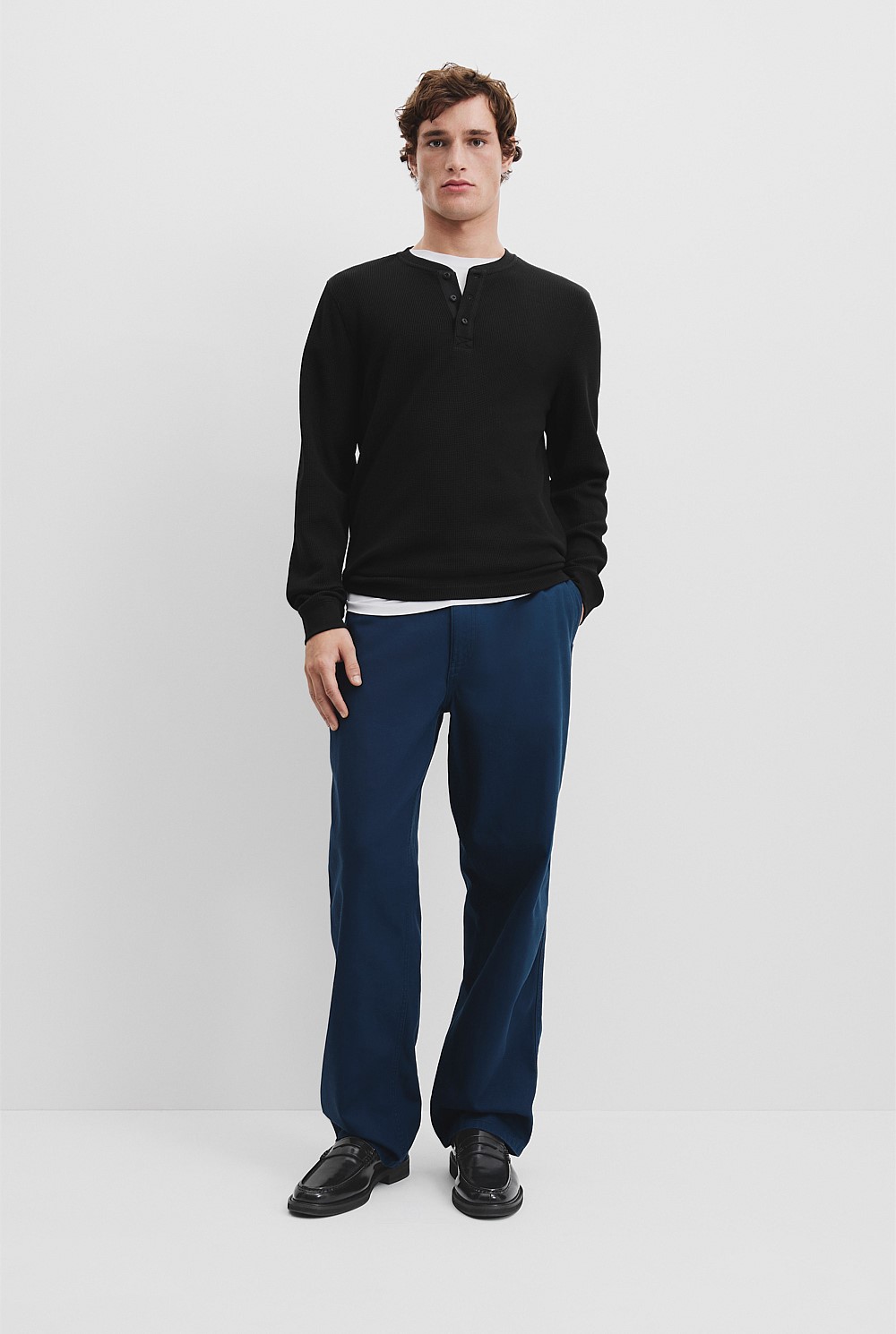 Australian Cotton Waffle Henley