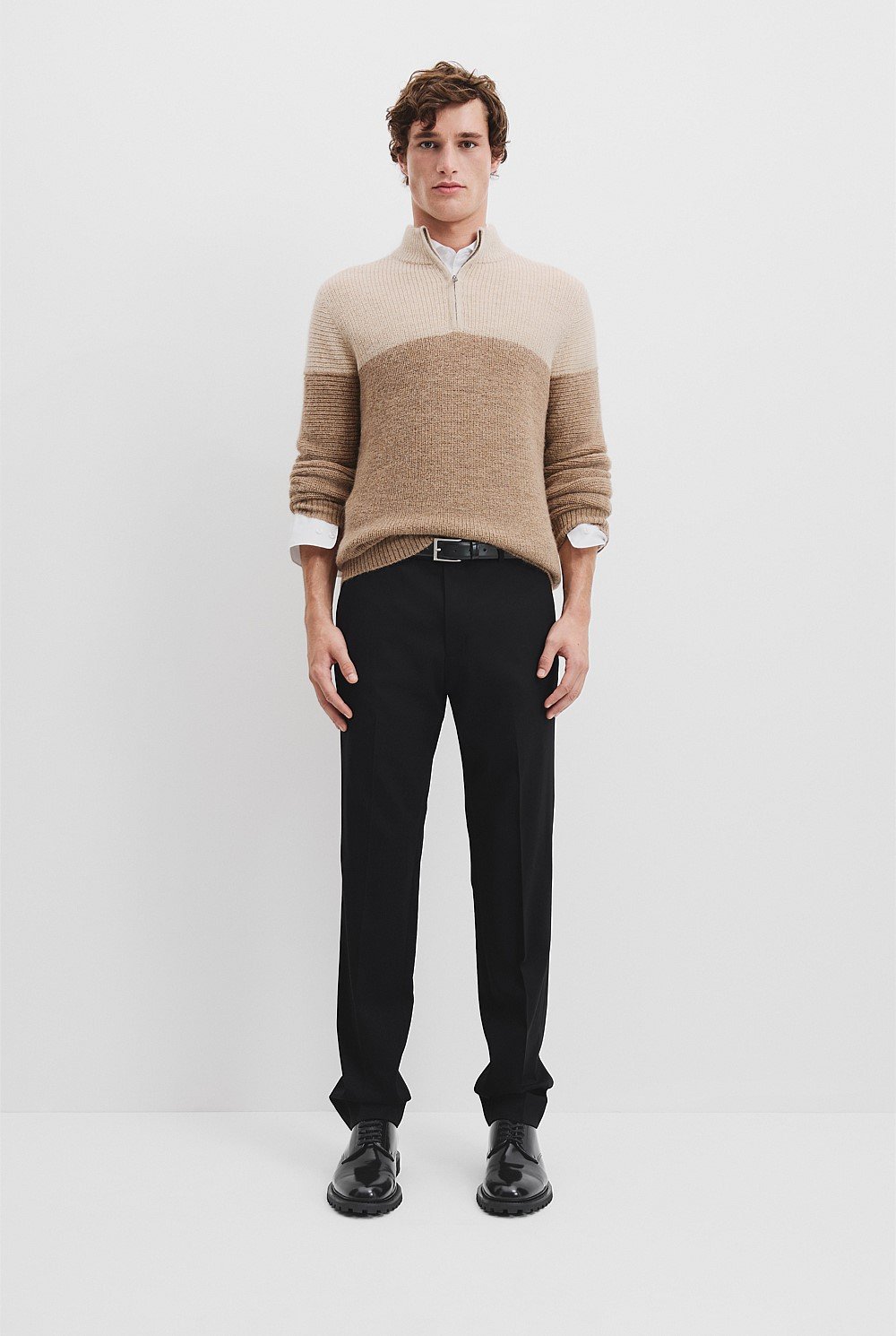 Alpaca Wool Blend Half Zip Neck Knit