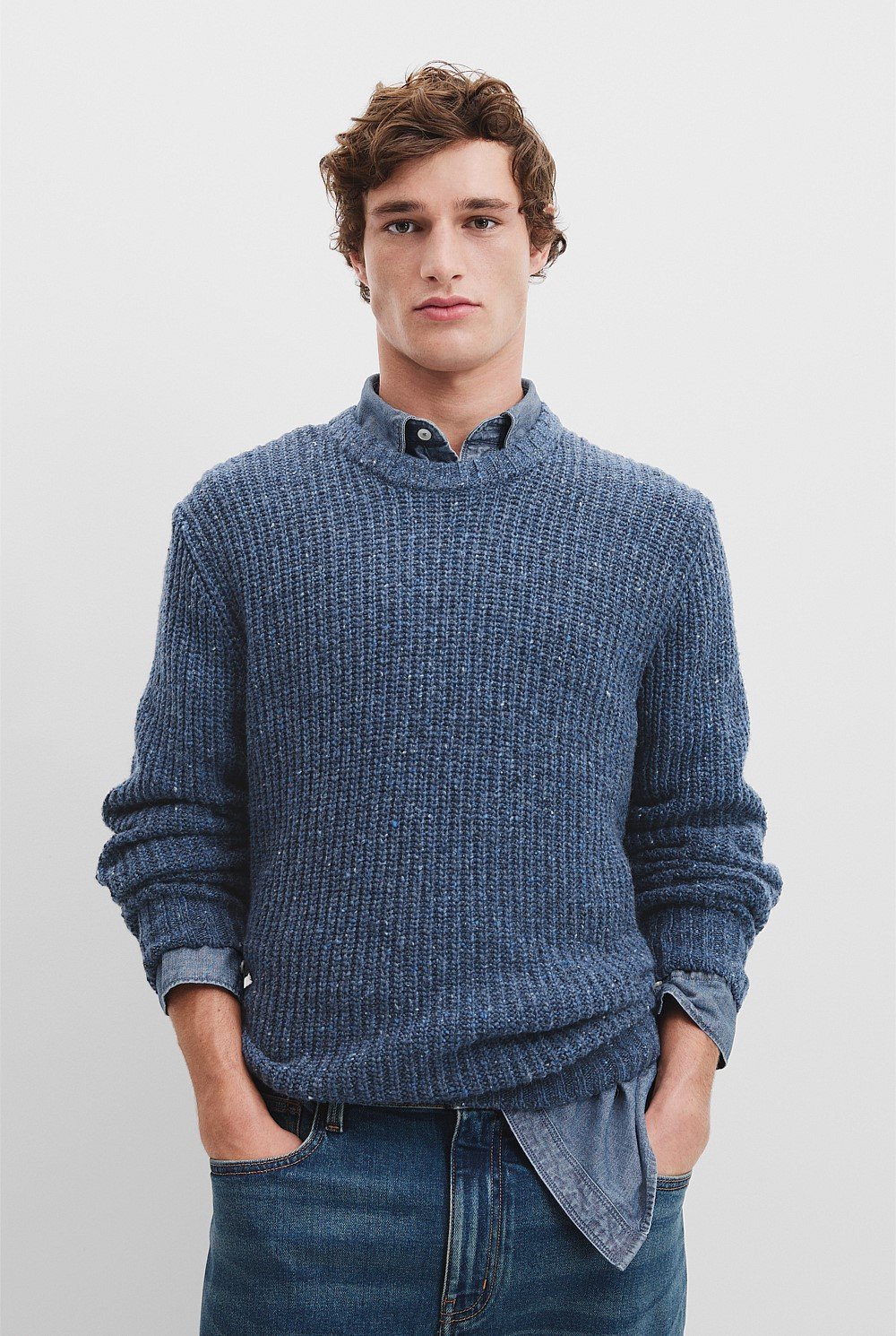 Merino Nep Crew Knit