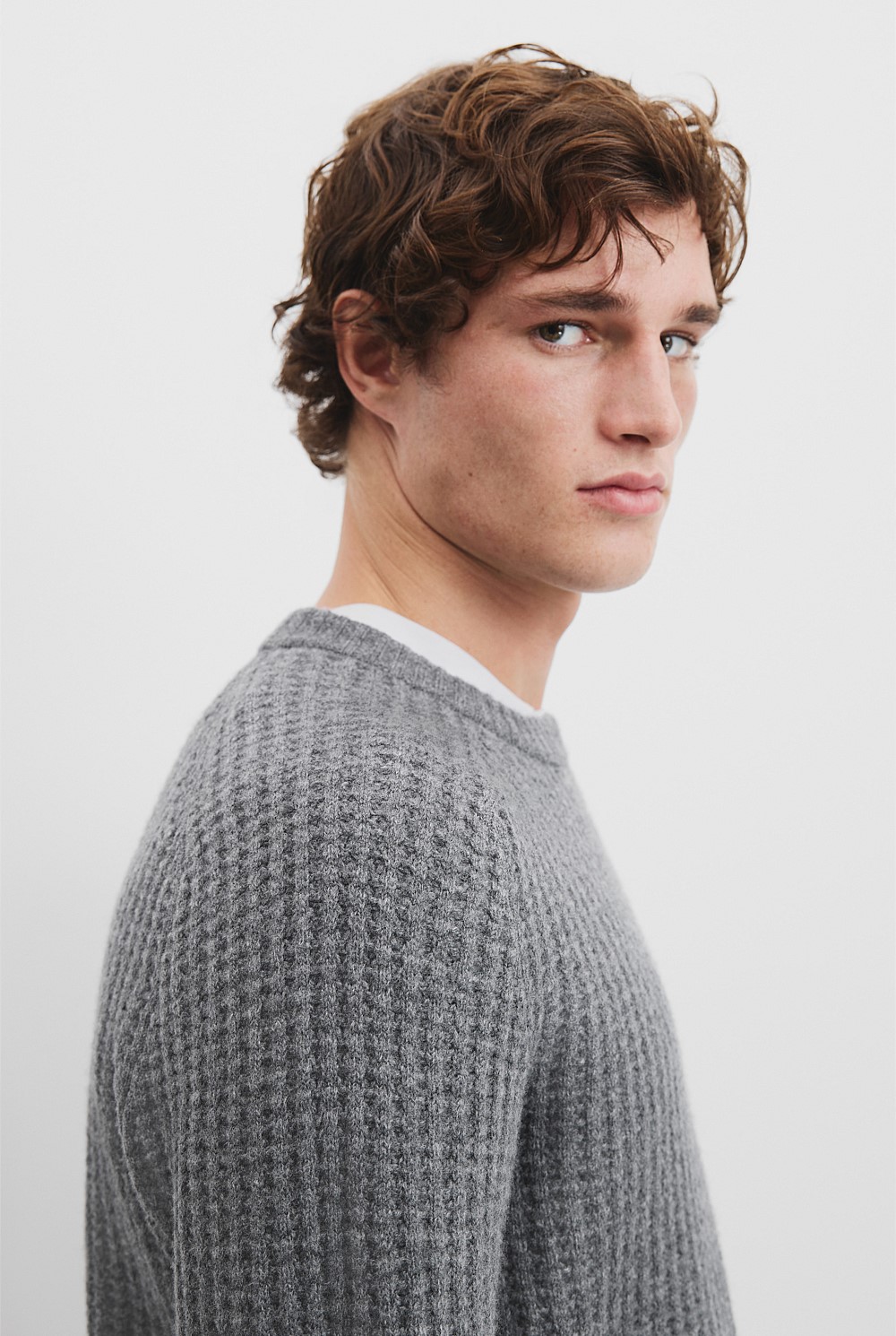 Textured Wool Crew Neck Knit