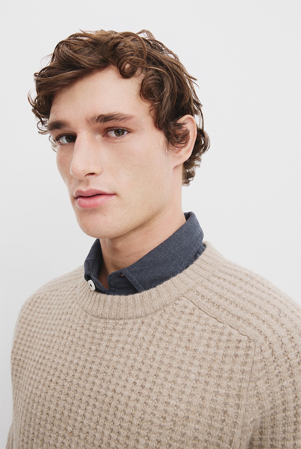 Textured Wool Crew Neck Knit