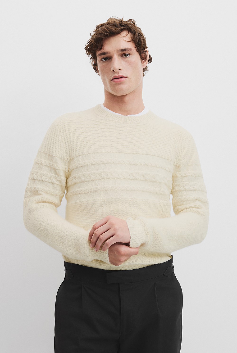 Alpaca Cable Crew Neck Knit