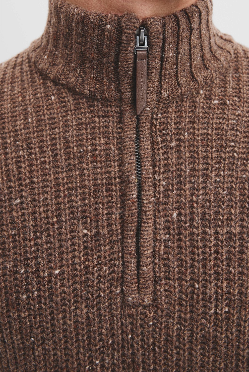 Merino Wool Nep Half Zip Neck Knit