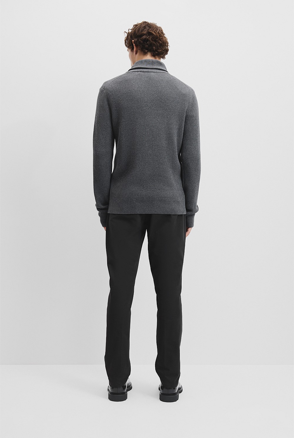 Australian Cotton Blend Wool Shawl Neck Knit