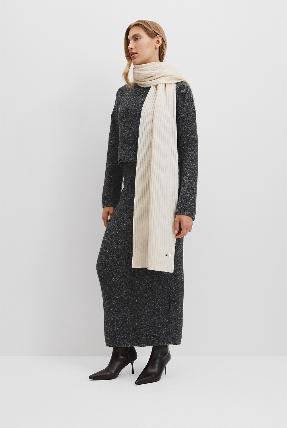 Wool Cashmere Rib Scarf
