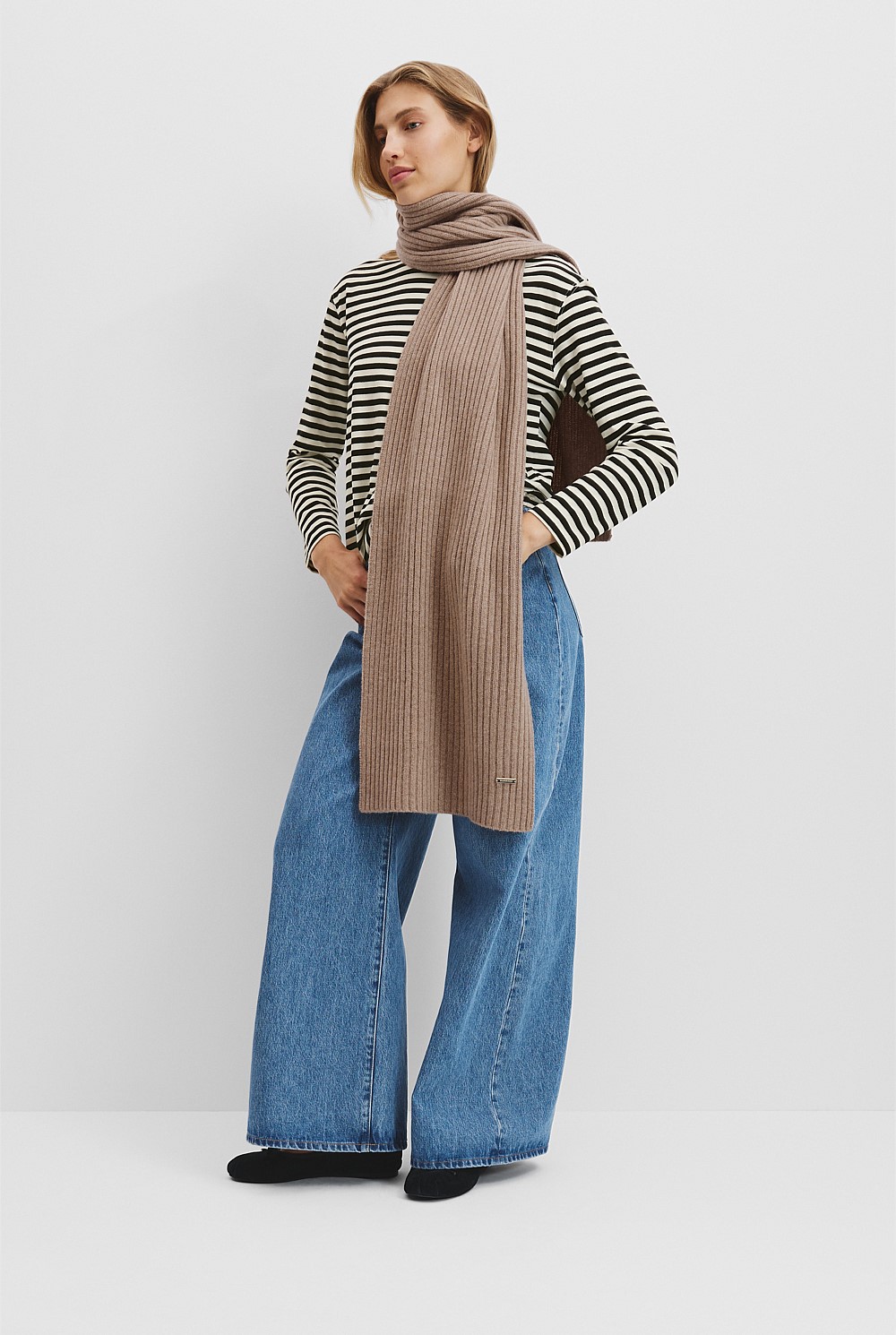 Wool Cashmere Rib Scarf