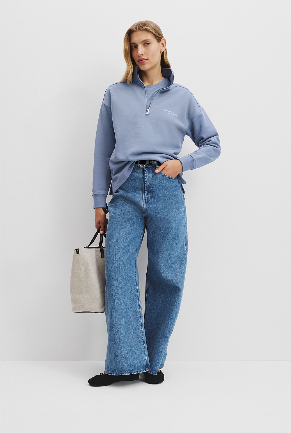 Australian Cotton Zip Collar Sweat