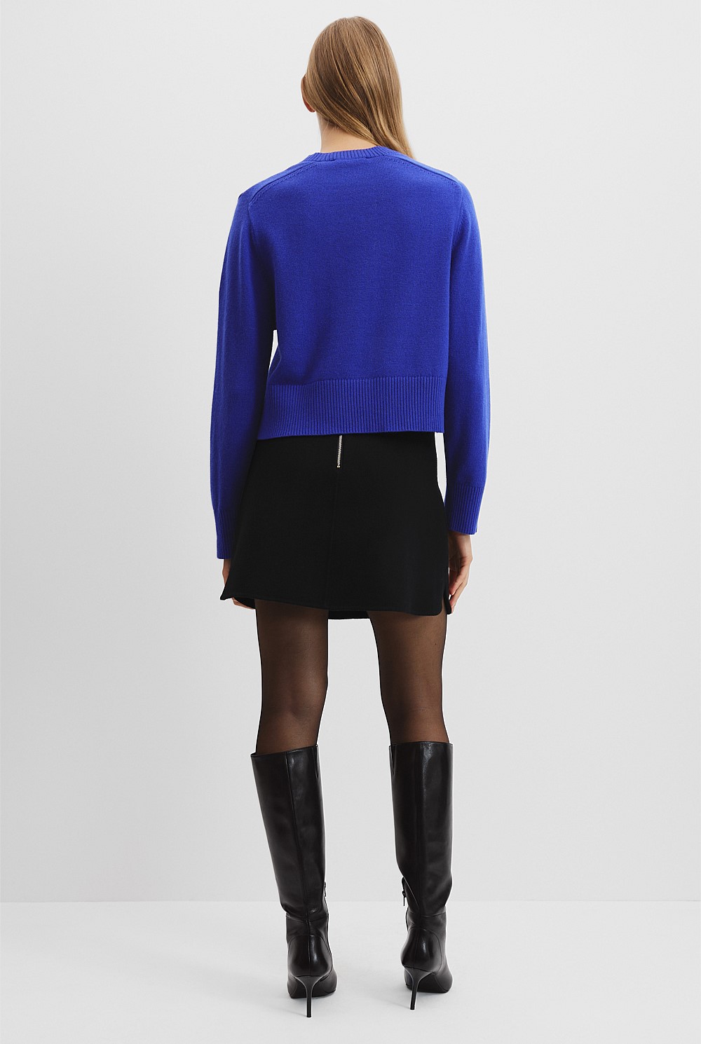 Organically Grown Cotton Blend Crop Crew Neck Knit