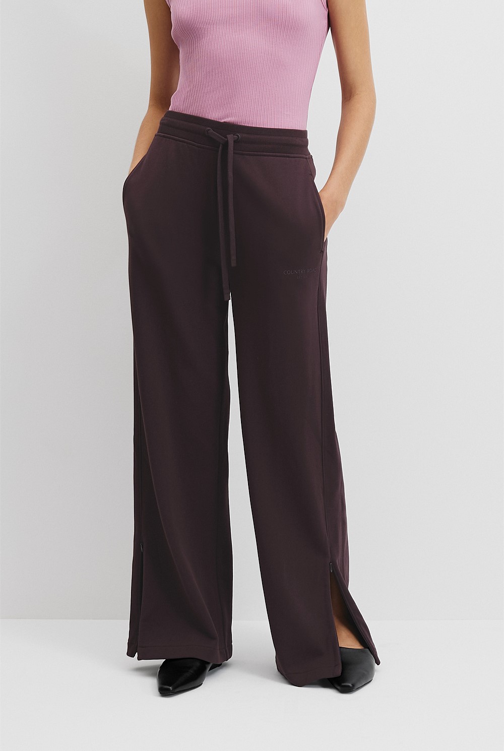 Australian Cotton Wide Leg Track Pant