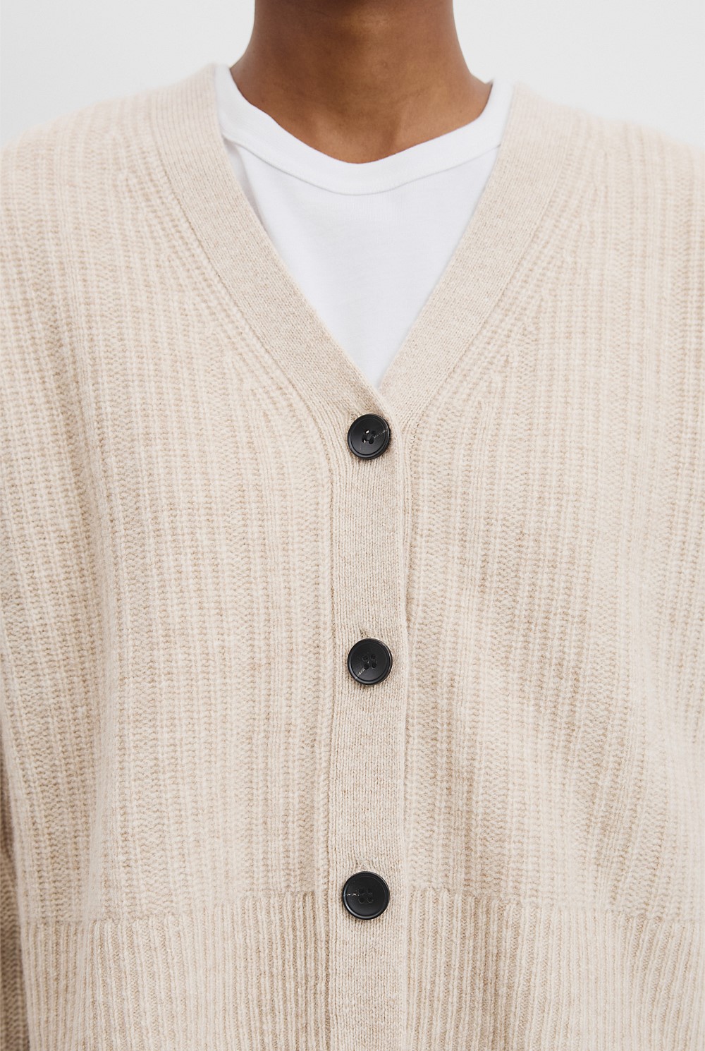 Australian Merino Wool Rib Knit Cardigan