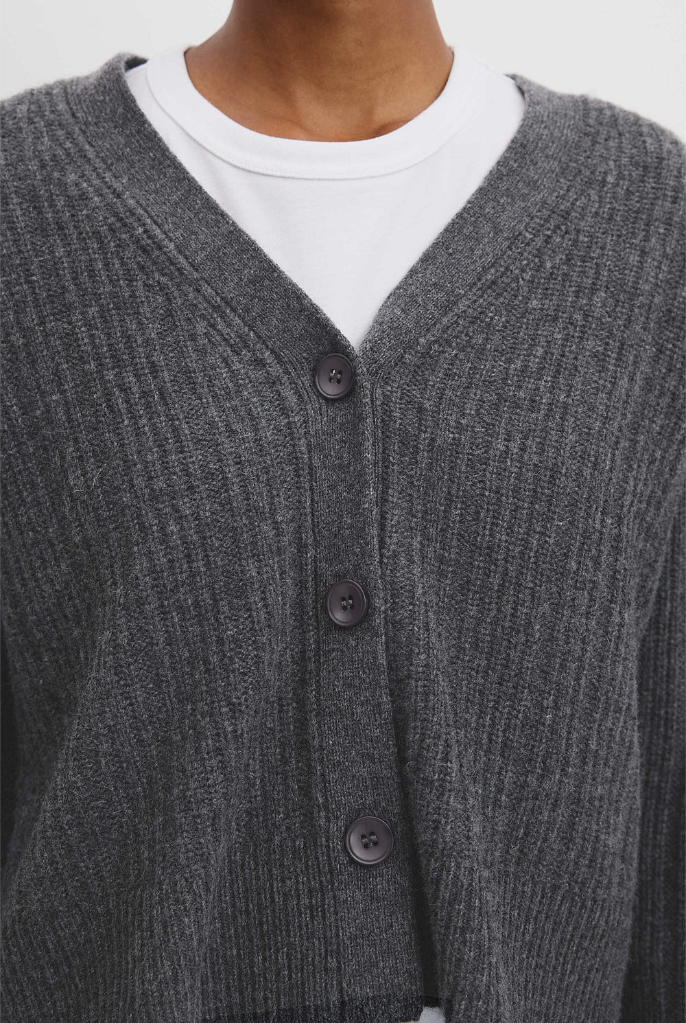 Australian Merino Wool Rib Knit Cardigan