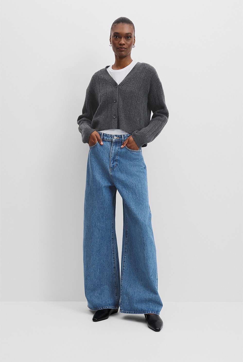 Australian Merino Wool Rib Knit Cardigan