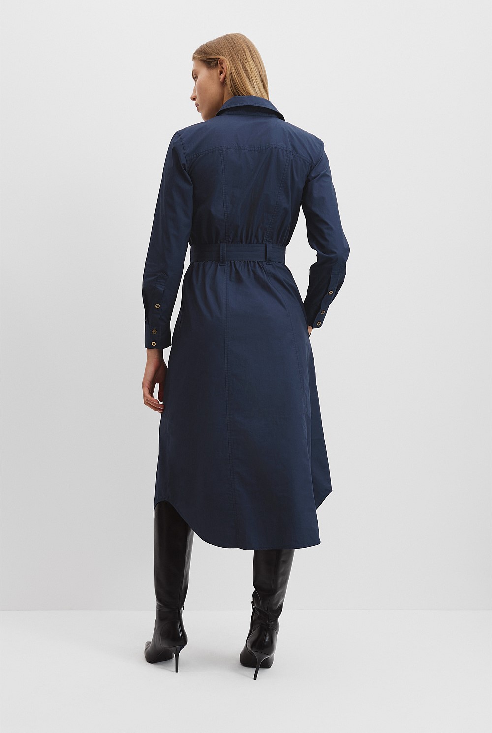 Belted Cotton Midi Dress