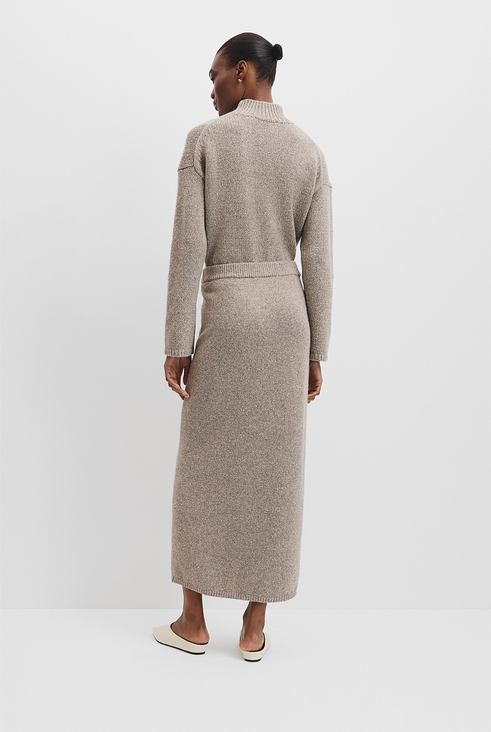 Melange Knit Midi Skirt