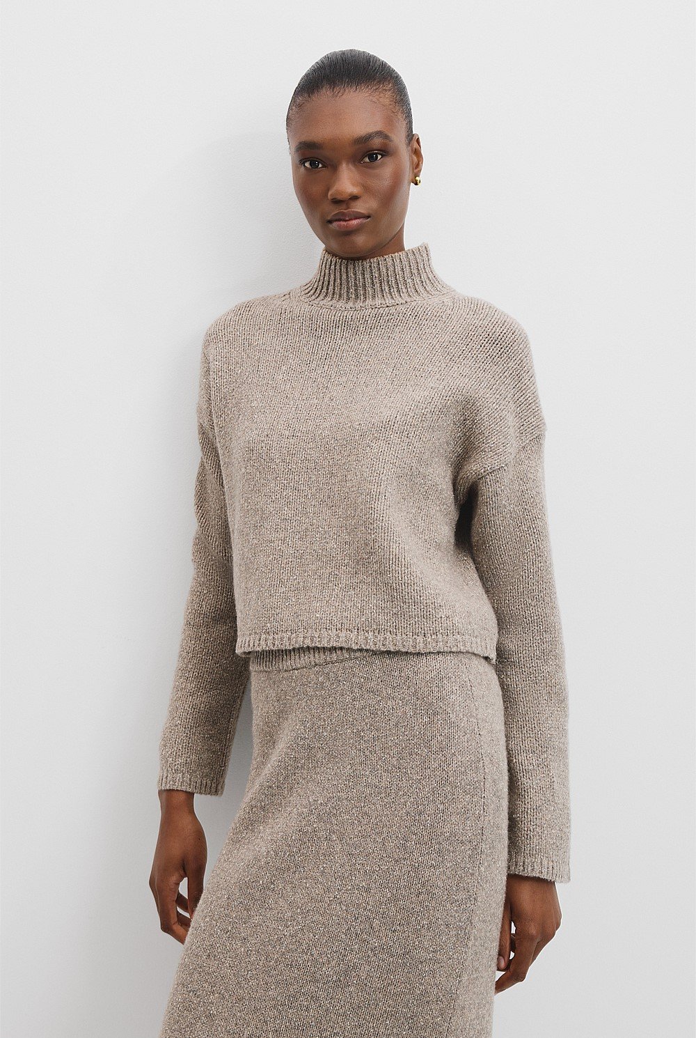 Melange Mock Neck Knit