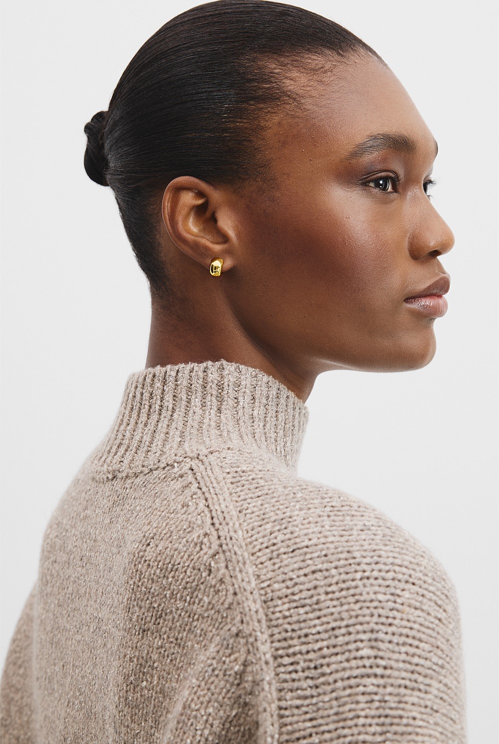 Melange Mock Neck Knit