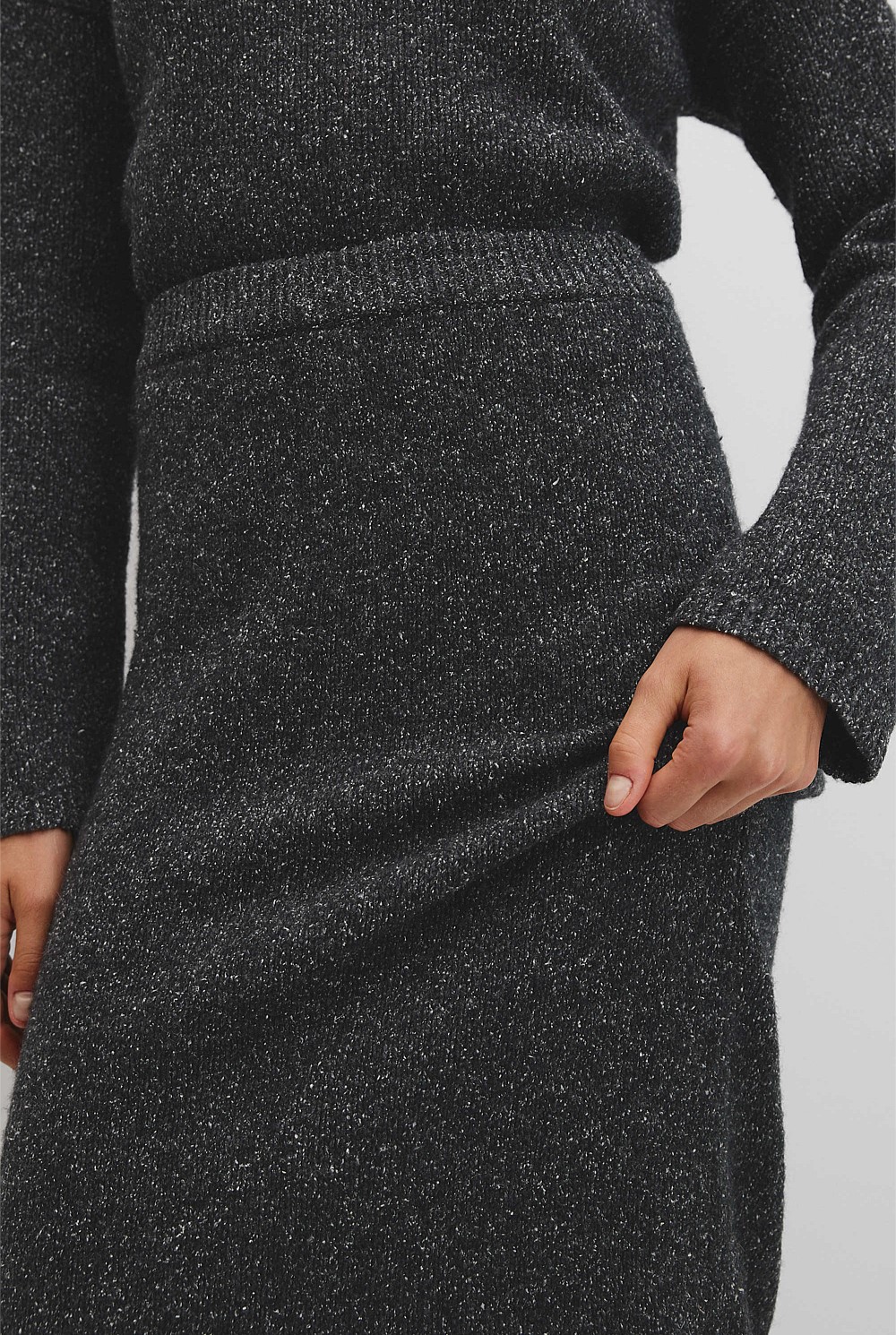 Melange Knit Midi Skirt