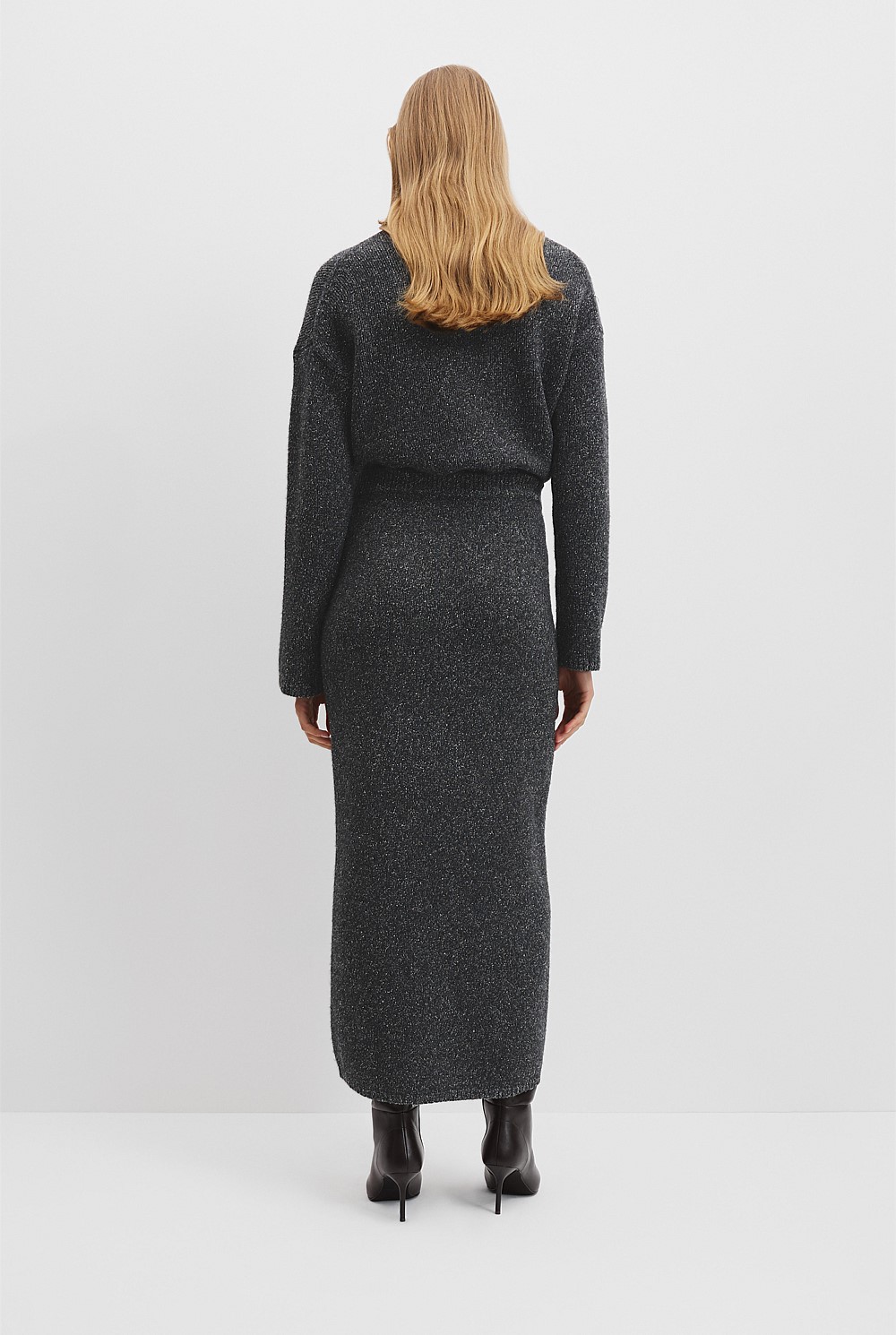 Melange Knit Midi Skirt