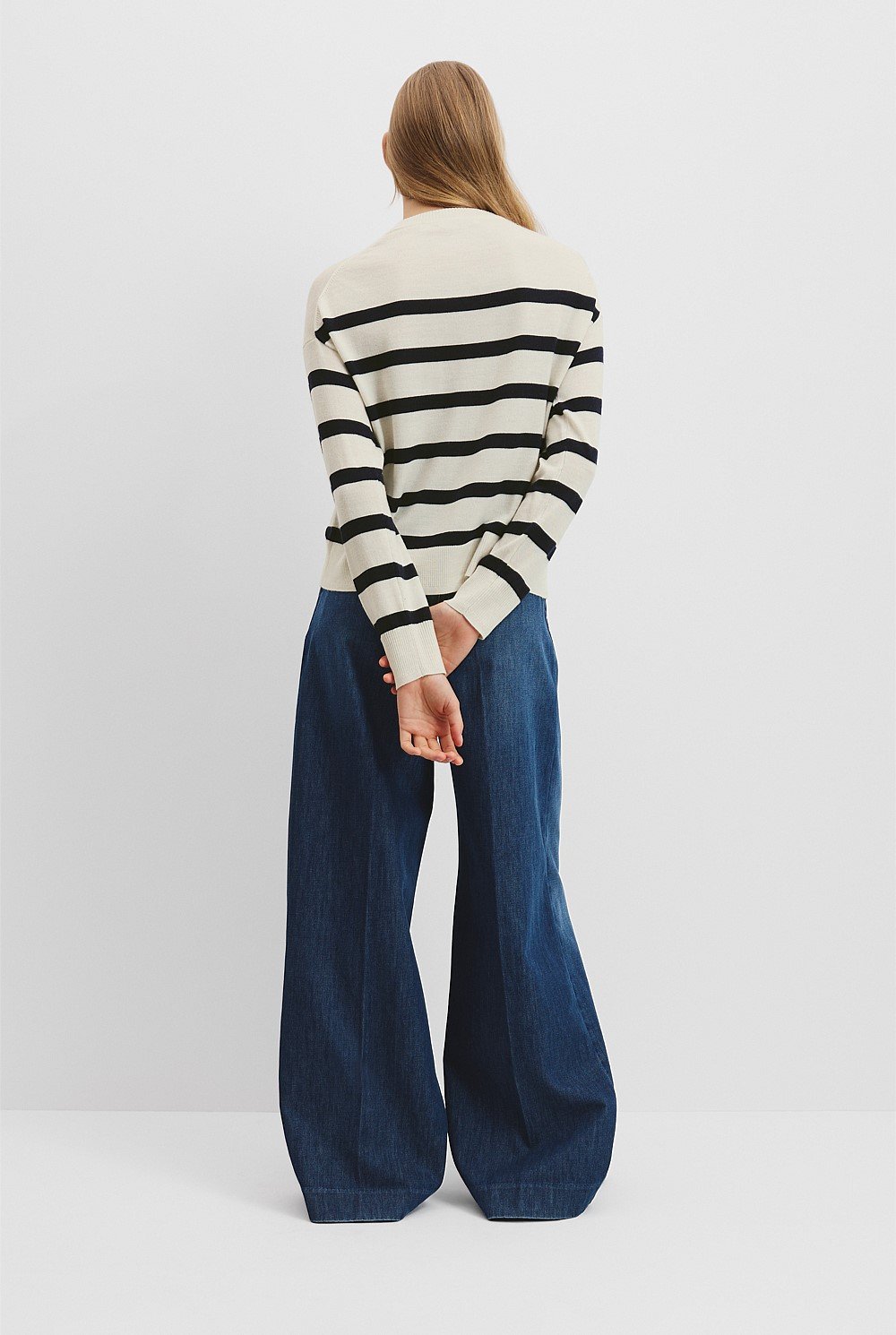 Verified Australian Merino Wool Stripe Crew Neck Knit