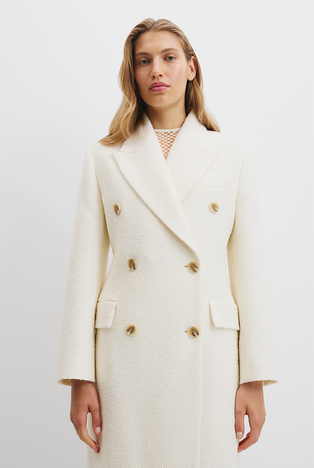 Double-Breasted Boucle Coat
