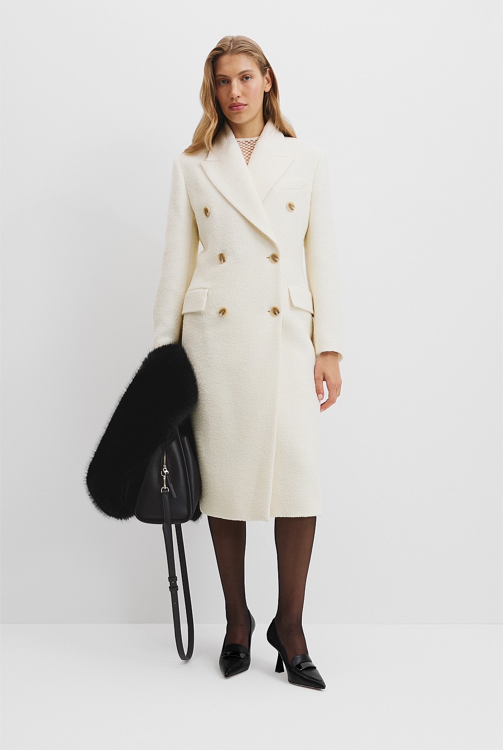 Double-Breasted Boucle Coat