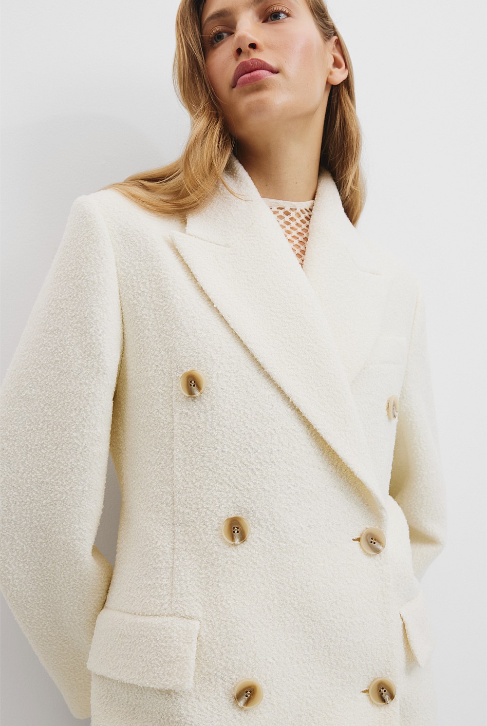Double-Breasted Boucle Coat